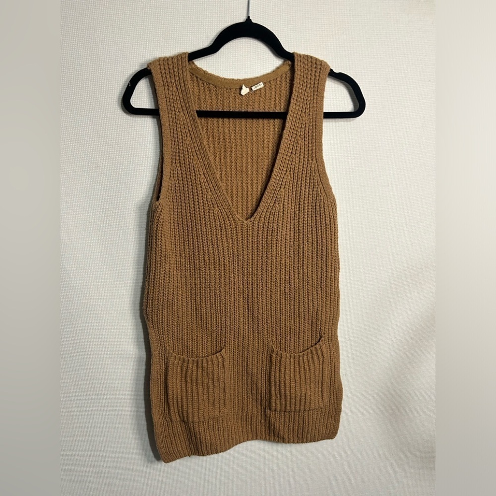 Moth Anthropology Long Vest Brown Large Slits Sleeveless alpaca and wool blend